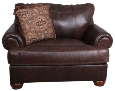 Ashley Axiom 100% Leather Ottoman | Homemakers Furniture