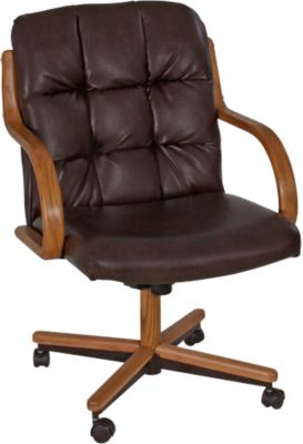 Dark Brown Vinyl Upholstered Caster Chair | Overstock.com