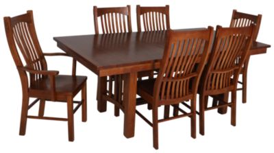 A America Laurelhurst 7 Piece Dining, Mission Style Oak Dining Room Chairs