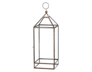 Allstate Floral 17" Gold Brass And Glass Lantern