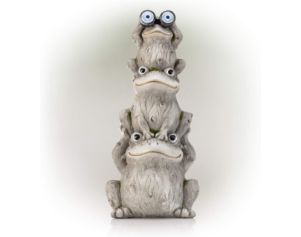 Alpine Solar Stacked Frog Family Statue