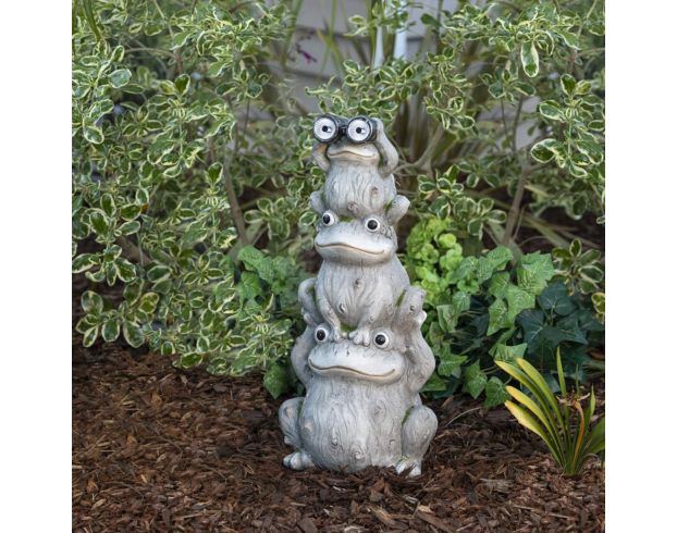 Alpine Solar Stacked Frog Family Statue large image number 3