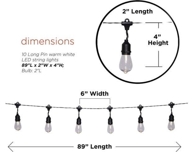 Alpine 10 Edison Shell String Lights with Timer large image number 14