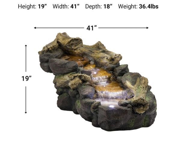 Alpine 41-Inch River Rock Log Fountain large image number 3