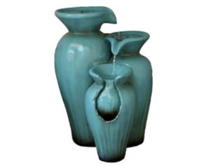 Alpine 25-Inch Rustic Turquoise 3-Tier Fountain