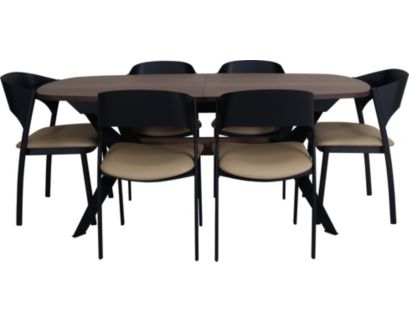 Amisco Boomerang Tan 7-Piece Dining Set