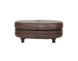 Amax Leather Belfast Brown Genuine Leather Oval Cocktail Ottoman