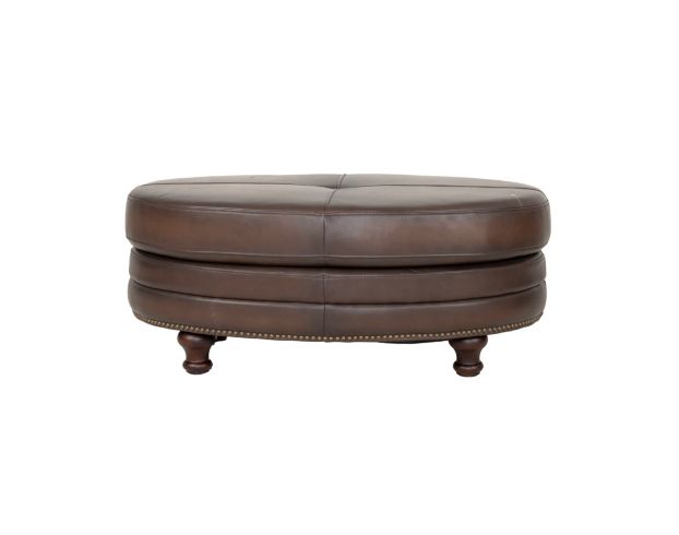 Amax Leather Belfast Brown Genuine Leather Oval Cocktail Ottoman large image number 1