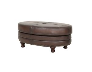 Amax Leather Belfast Brown Genuine Leather Oval Cocktail Ottoman