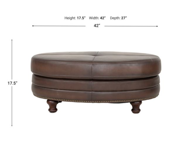 Amax Leather Belfast Brown Genuine Leather Oval Cocktail Ottoman large image number 6