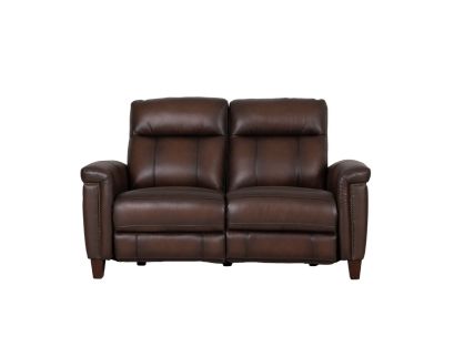 Amax Leather Sherwood Caramel Brown Leather Power Reclining Loveseat