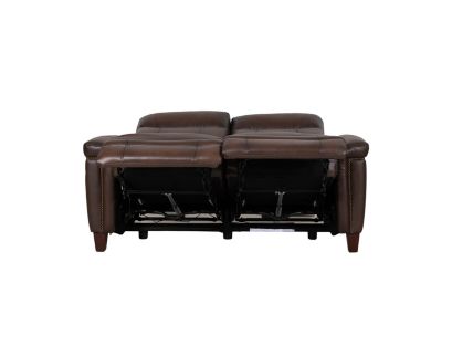 Amax Leather Sherwood Caramel Brown Leather Power Reclining Loveseat