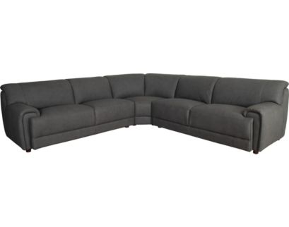 Amax Leather Polo Charcoal Genuine Leather 3-Piece Sectional