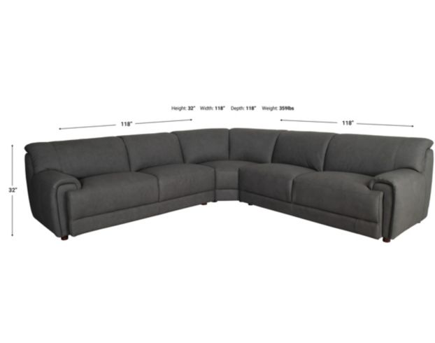 Amax Leather Polo Charcoal 100% Leather 3-Piece Sectional large image number 5