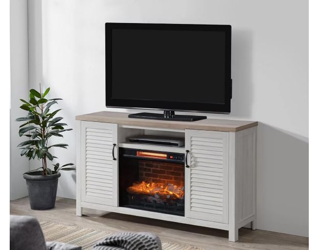 A Plus International Inc Hearthside 54-Inch Shutter Door Electric Fireplace TV Stand large image number 2