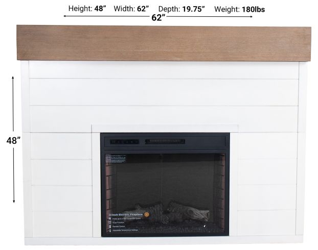 A Plus International McCombs 62" White Electric Fireplace large image number 5