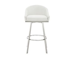 Armen Living Eleanor White Counter Stool with Stainless Steel Base