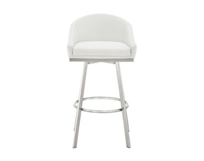 Armen Living Eleanor White Counter Stool with Stainless Steel Base