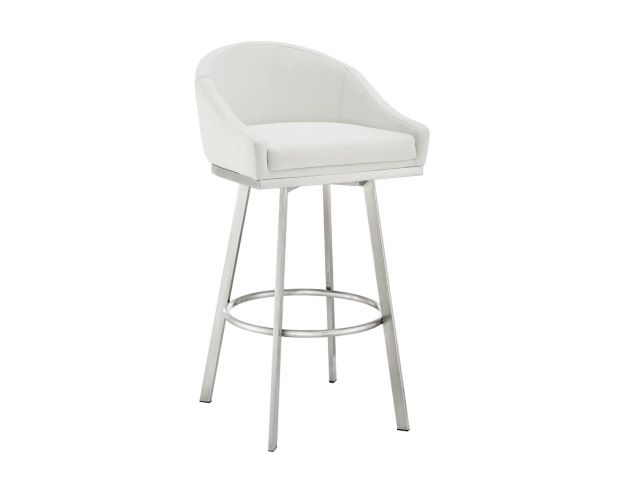 Armen Living Eleanor White Counter Stool with Stainless Steel Base large image number 2