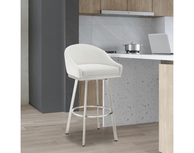 Armen Living Eleanor White Counter Stool with Stainless Steel Base large image number 11