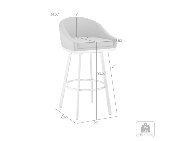 Armen Living Eleanor White Counter Stool with Stainless Steel Base large image number 12