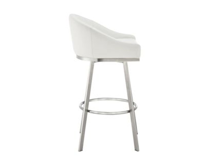 Armen Living Eleanor White Barstool with Stainless Steel Base