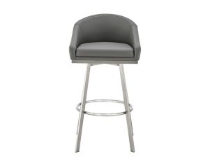 Armen Living Eleanor Gray Counter Stool with Stainless Steel Base