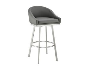 Armen Living Eleanor Gray Counter Stool with Stainless Steel Base