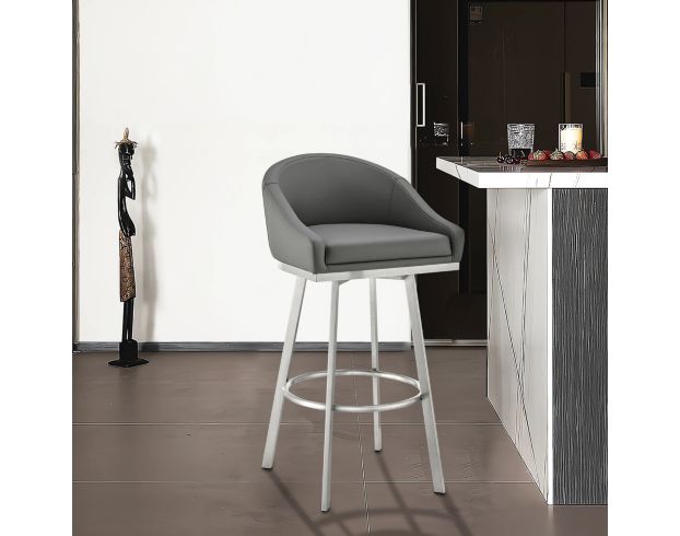 Armen Living Eleanor Gray Counter Stool with Stainless Steel Base large image number 11