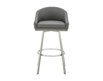 Armen Living Eleanor Gray Barstool with Stainless Steel Base