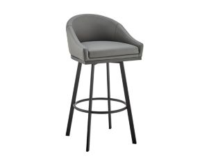 Armen Living Eleanor Gray Counter Stool with Black Base