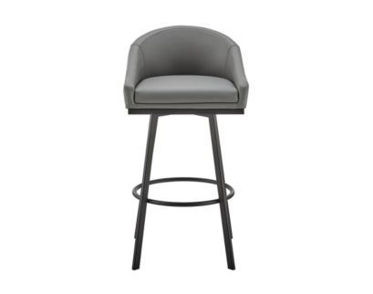 Armen Living Eleanor Gray Barstool with Black Base