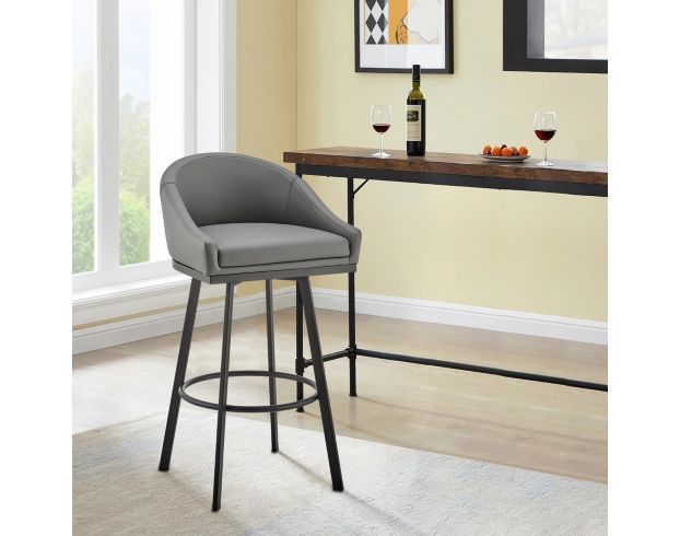 Armen Living Eleanor Gray Barstool with Black Base large image number 10