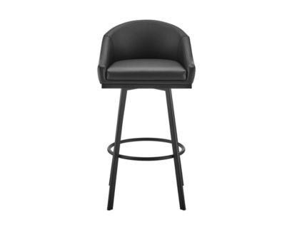 Armen Living Eleanor Black Counter Stool with Black Base