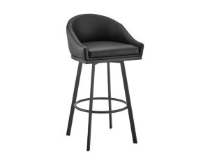 Armen Living Eleanor Black Counter Stool with Black Base