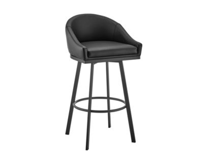 Armen Living Eleanor Black Counter Stool with Black Base