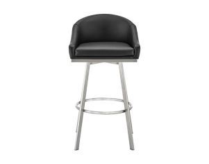 Armen Living Eleanor Black Counter Stool with Stainless Steel Base