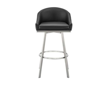 Armen Living Eleanor Black Counter Stool with Stainless Steel Base