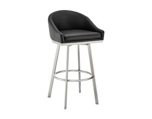 Armen Living Eleanor Black Counter Stool with Stainless Steel Base