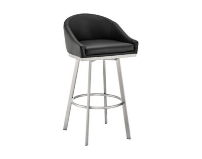 Armen Living Eleanor Black Counter Stool with Stainless Steel Base