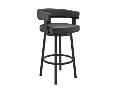 Armen Living Lorin Black Swivel Barstool