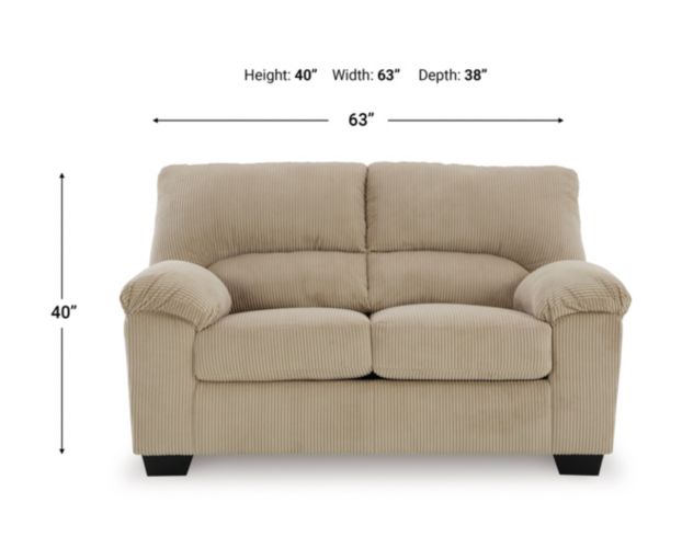 Ashley Simplejoy Sand Loveseat large image number 6