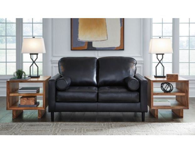 Ashley Bryceview Black Leather Loveseat large image number 5