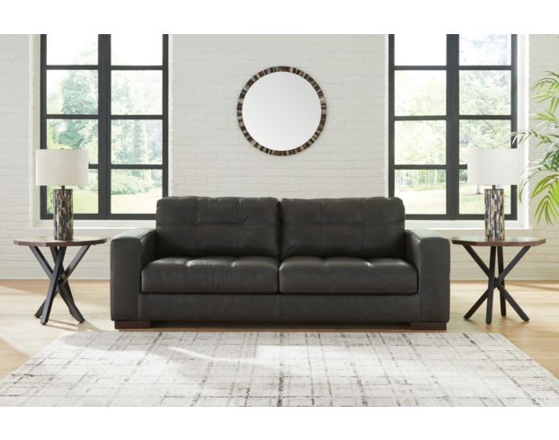 Ashley Luigi Thunder Black Leather Sofa large image number 1