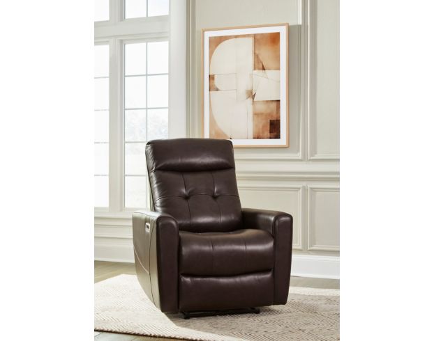 Ashley Pisgham Chocolate Dual Power Leather Recliner large image number 2