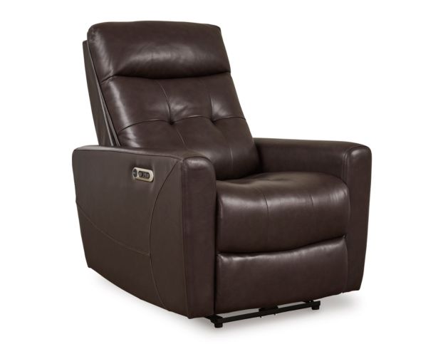 Ashley Pisgham Chocolate Dual Power Leather Recliner large image number 3