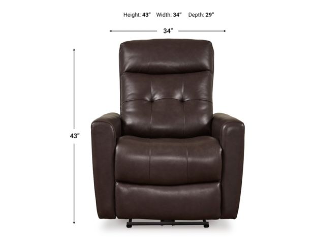 Ashley Pisgham Chocolate Dual Power Leather Recliner large image number 9