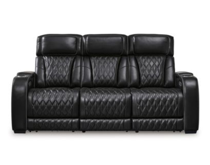 Ashley Boyington Black Dual Power Leather Reclining Sofa