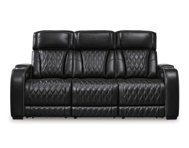 Ashley Boyington Black Dual Power Leather Reclining Sofa large image number 1