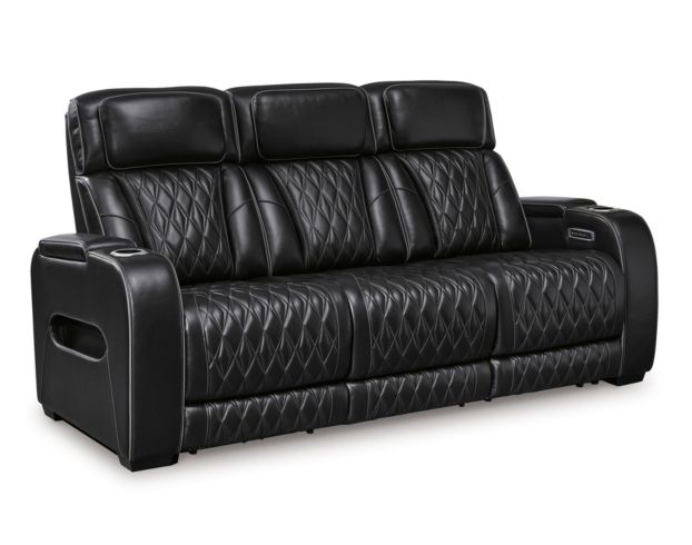 Ashley Boyington Black Dual Power Leather Reclining Sofa large image number 3